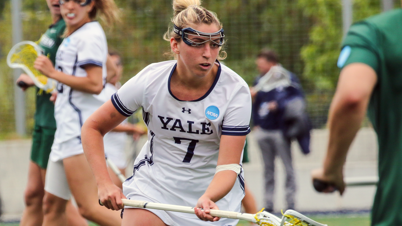Yale's Fallon Vaughn defends against Binghamton in an NCAA tournament first-round game in New Haven, Conn.